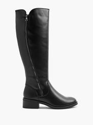 Black Long Leg Boot with Zipper Detail 
