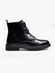 Black Lace Up Leather Army Boot 
