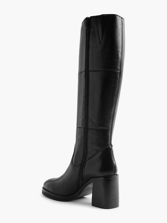 Black Leather Platform Long Leg Boot 