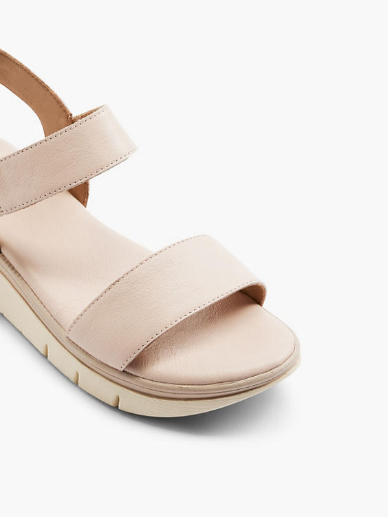 Pink Leather Ankle Strap Flat Sandal