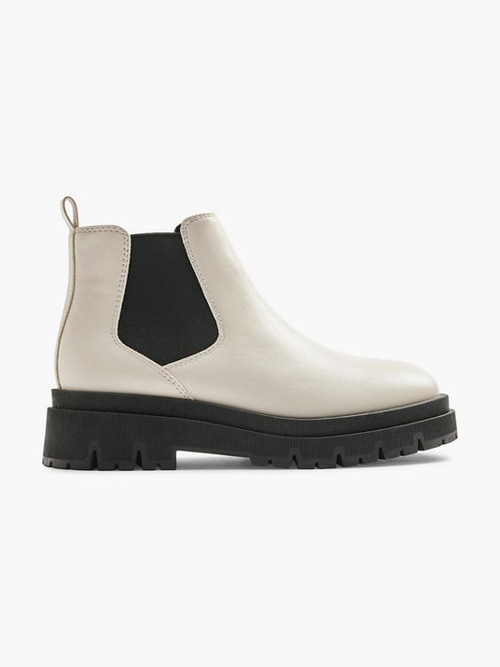 Cream Chelsea Boots with Black Panelling 