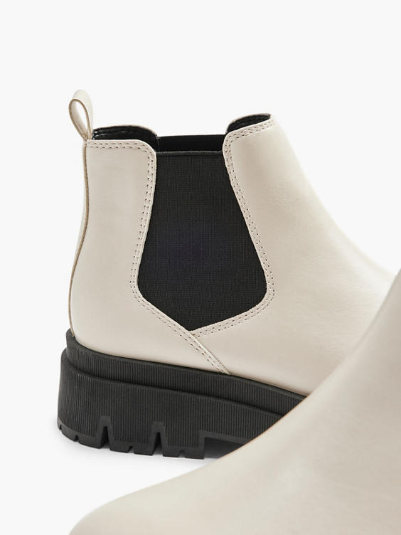 Cream Chelsea Boots with Black Panelling 