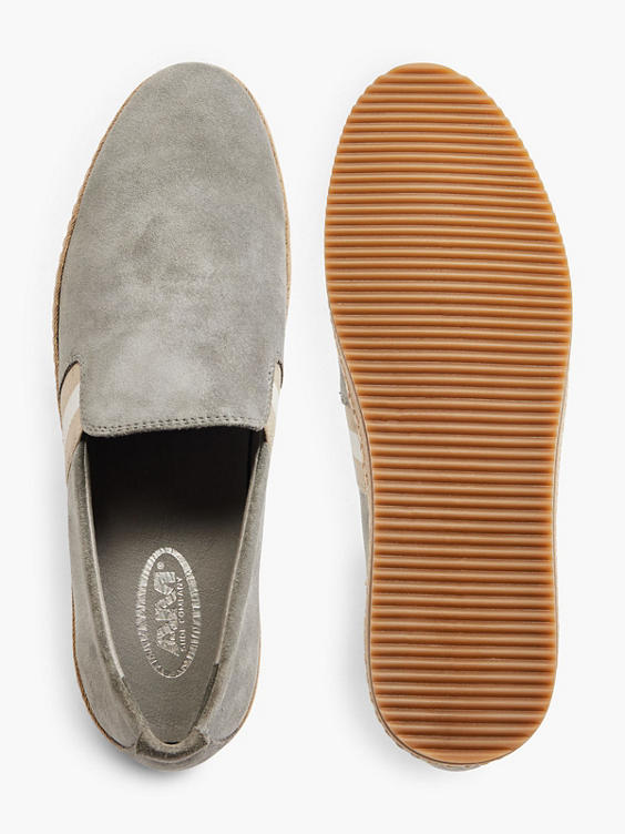 Mens Grey Suede Casual Slip On Shoe