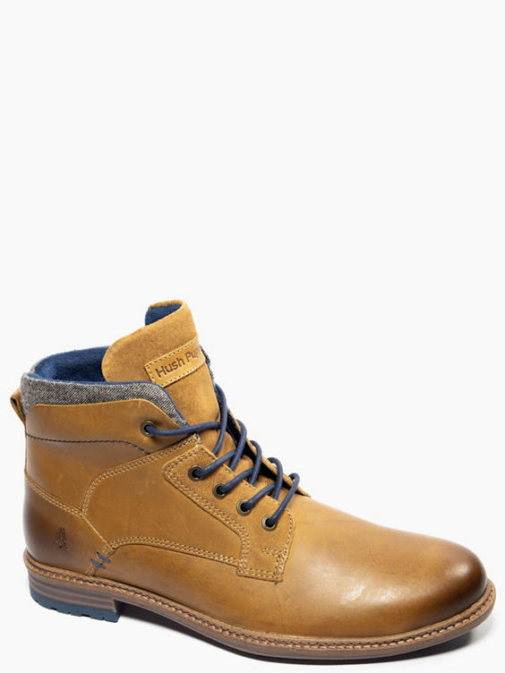 Camel Brown Hush Puppies Lace-up Leather Boot