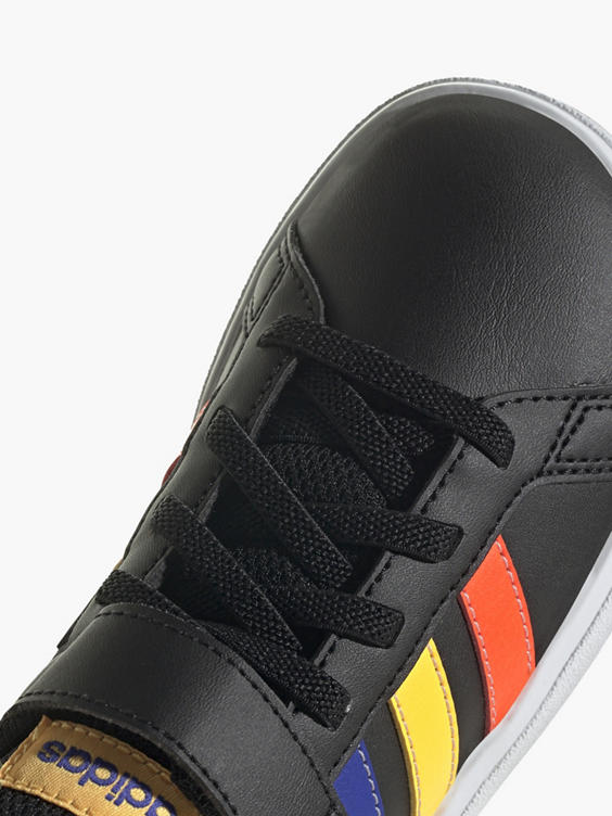 Adidas Black/ Multi-coloured Grand Court 2.0 EL K Junior Velcro Trainer