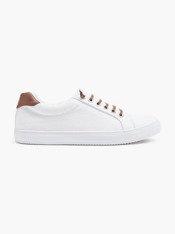 Ladies White Canvas Lace-up Trainers