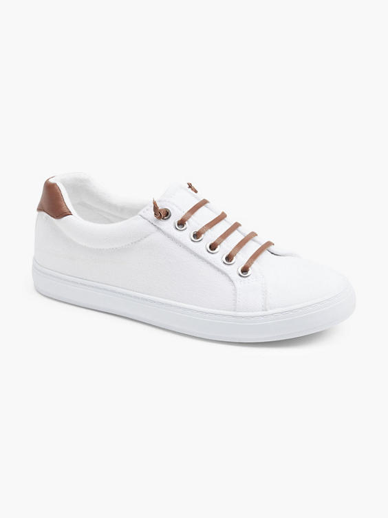 (Graceland) Ladies White Canvas Lace-up Trainers in White | DEICHMANN