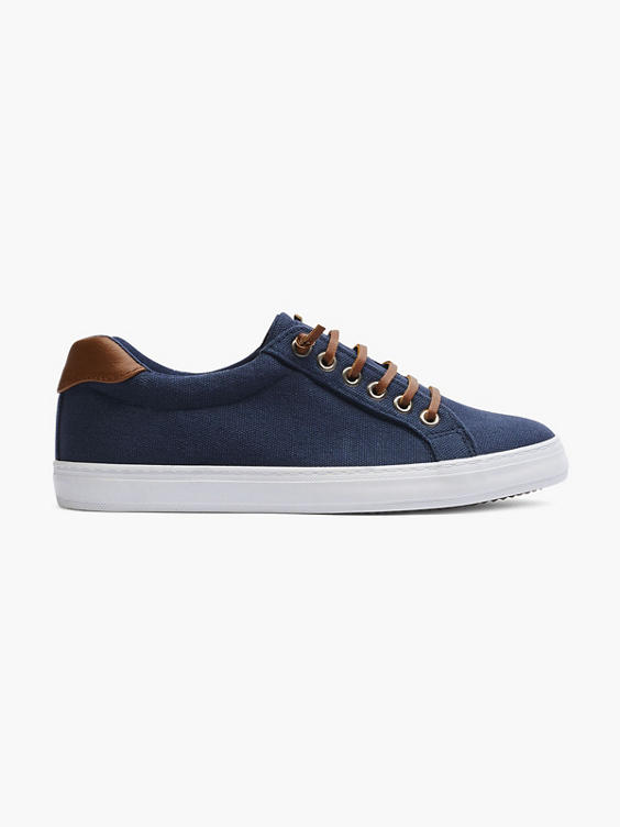 Ladies Navy Canvas Lace-up Trainers