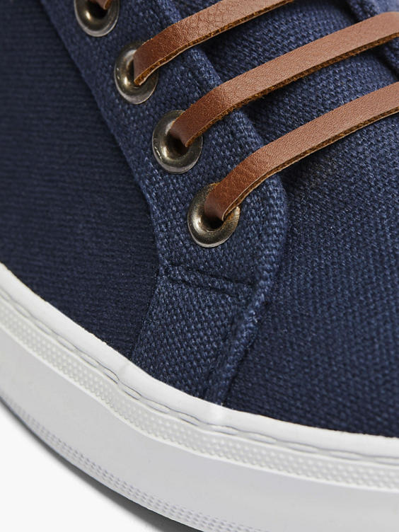 Ladies Navy Canvas Lace-up Trainers