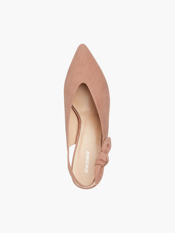 Pink High Front Bow Slingback Heels