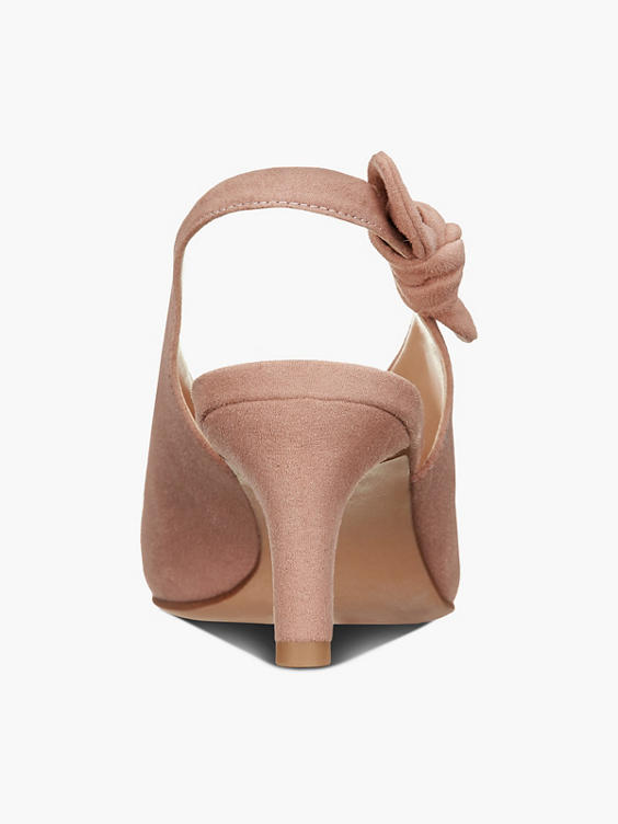 Pink High Front Bow Slingback Heels