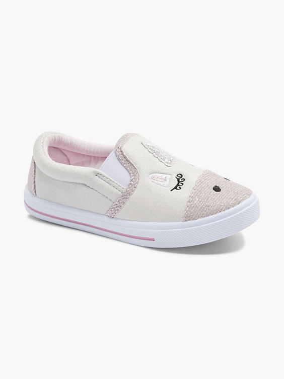 Toddler Girl White Shimmer Unicorn Slip On Casual Shoes