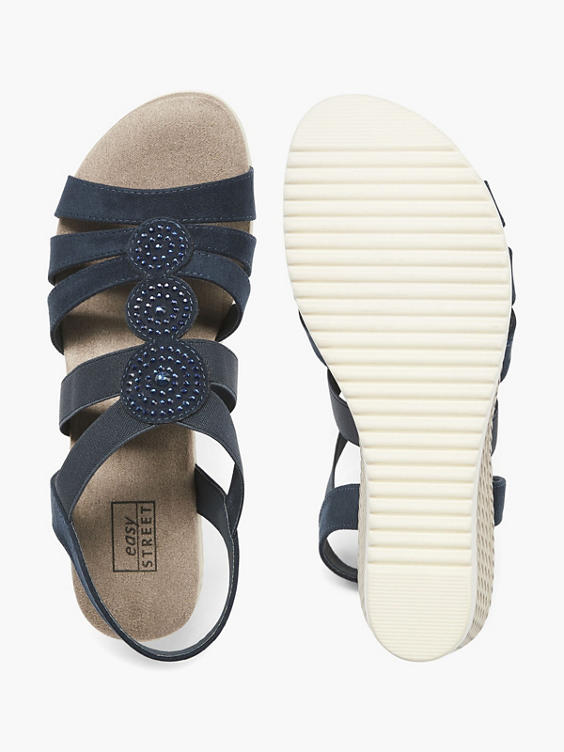 Ladies Navy Blue Wedge Sandals