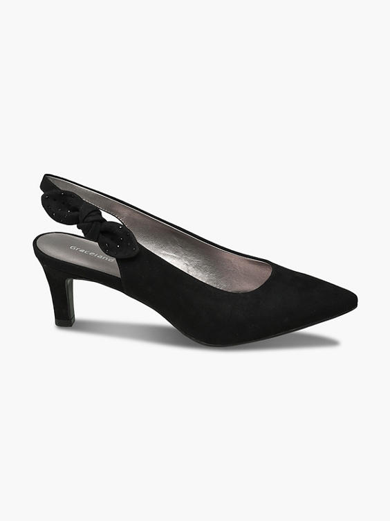 Black High Front Bow Court Shoes