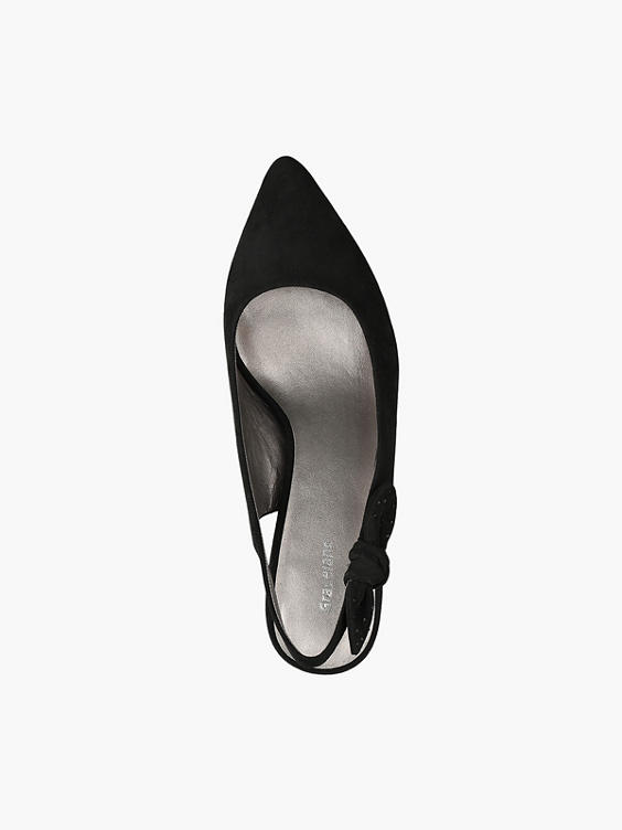 Black High Front Bow Court Shoes