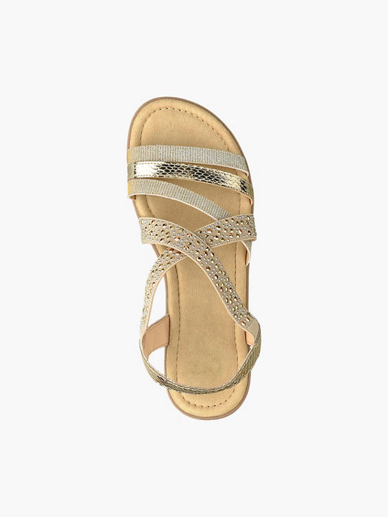 Gold Gem Detail Strappy Sandals