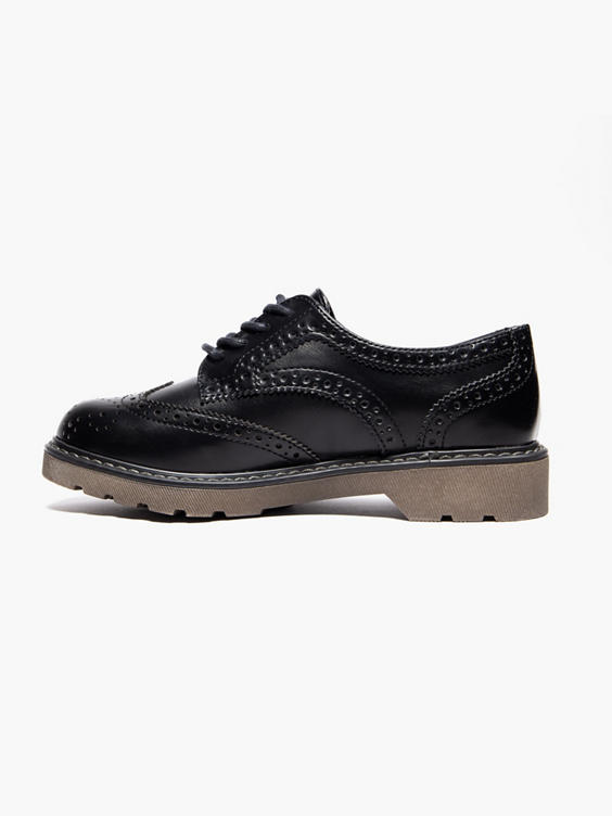 Ladies Black Chunky Lace Up Brogues