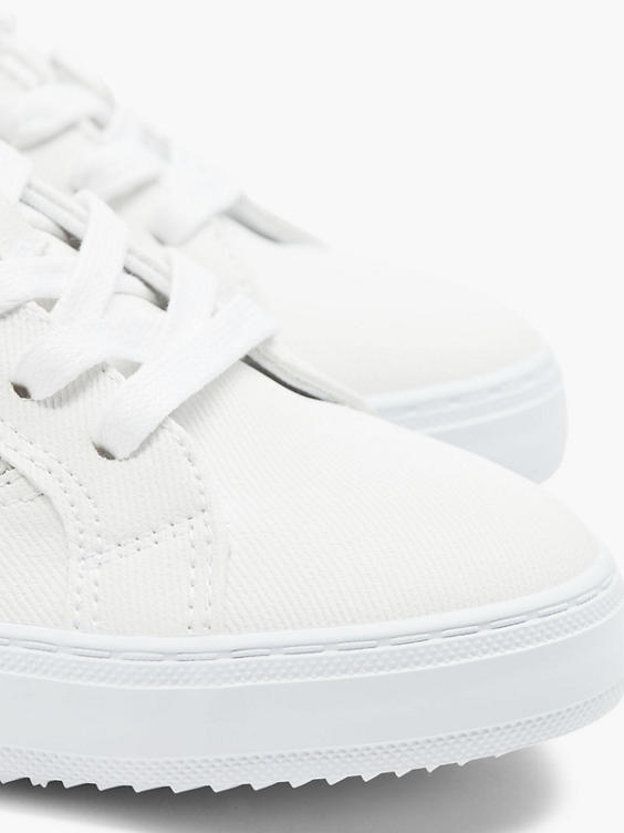 White Lace Up Trainers with Zip Detail