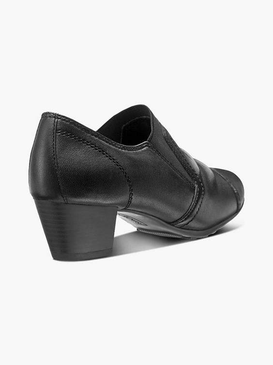 Ladies Black Comfort Slip On Shoe with Block Heel