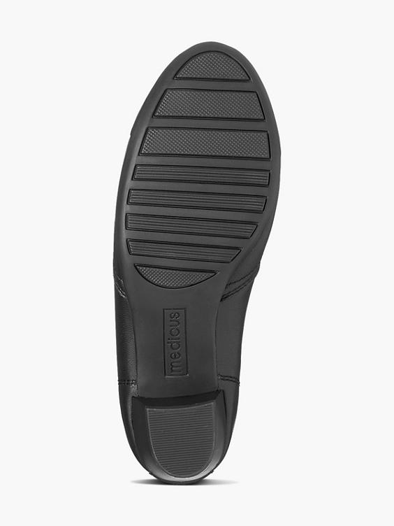 Ladies Black Comfort Slip On Shoe with Block Heel