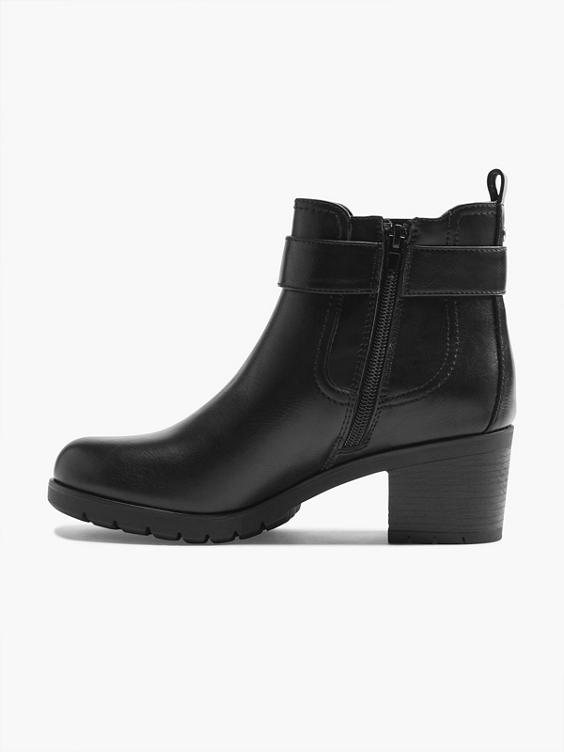 Black Chunky Heeled Ankle Boots