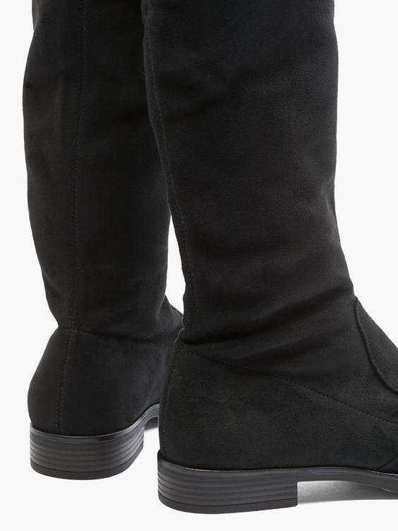 Black Faux Suede Long Leg Boots