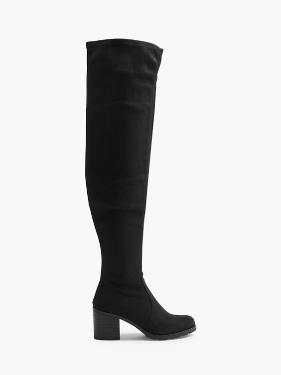 Black Faux Suede Long Leg Boots