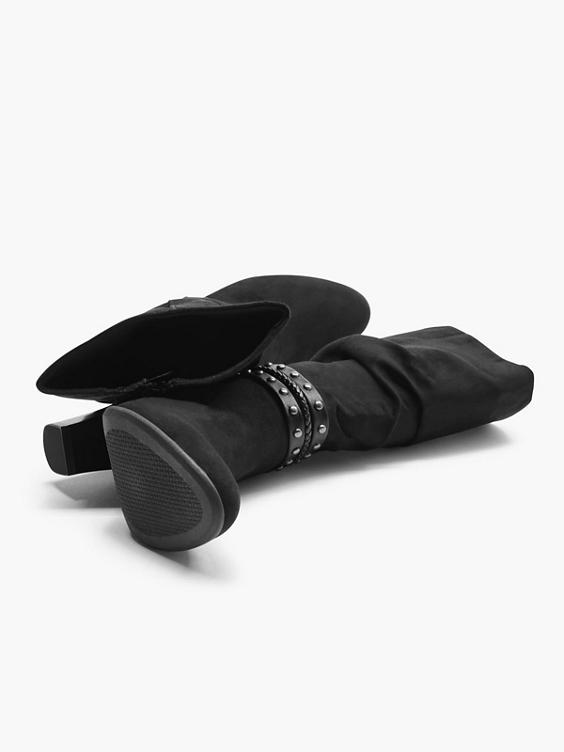 Black Heeled Long Leg Boots