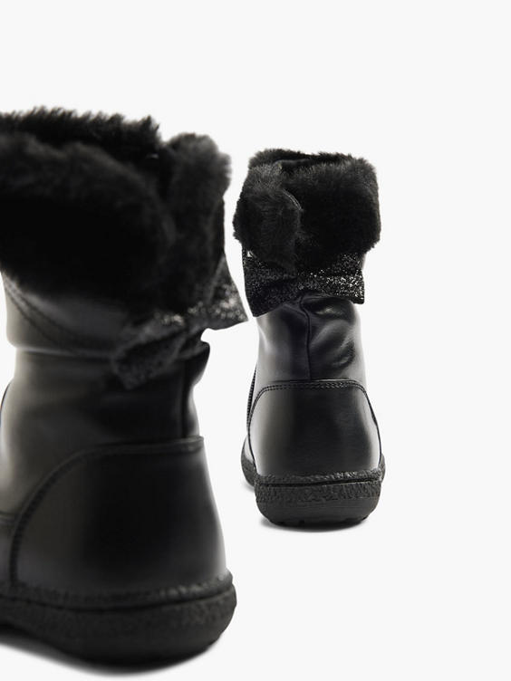 Toddler Girls Fur Trim Boots with Glitter Bow