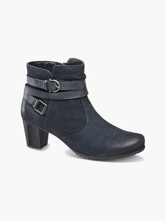 Navy Comfort Heeled Ankle Boots