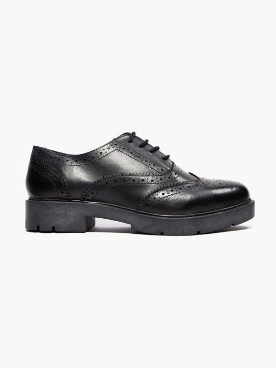 Black Leather Lace Up Brogues