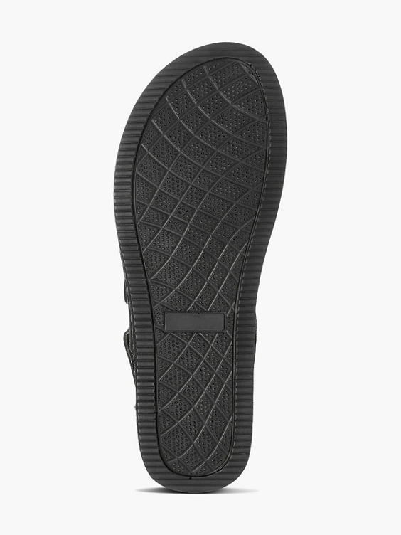Black Leather Comfort Sandals