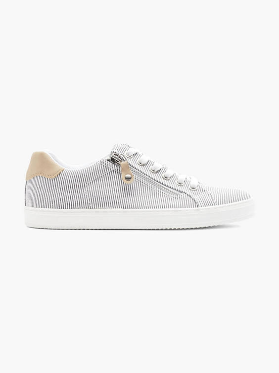 Ladies Canvas Pin Stripe Lace Up Trainers 
