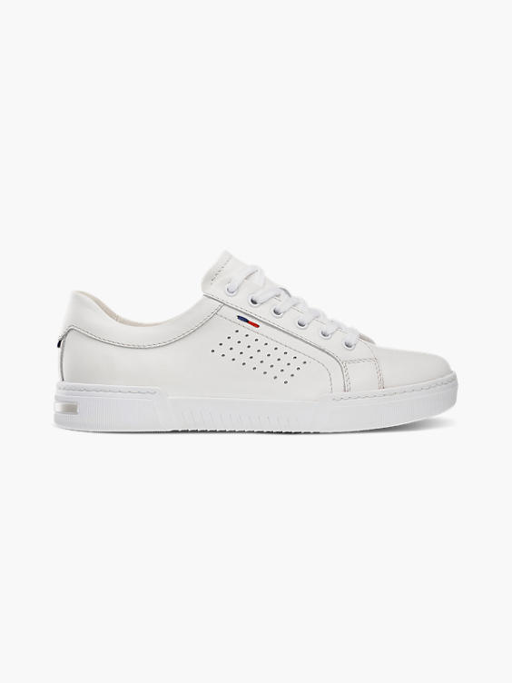 (5th Avenue) White Leather Lace Up Trainers in White | DEICHMANN