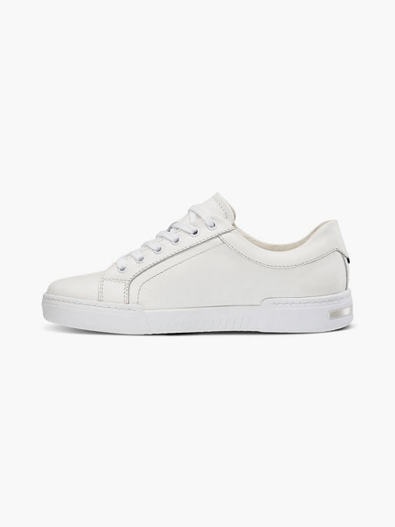 (5th Avenue) White Leather Lace Up Trainers in White | DEICHMANN