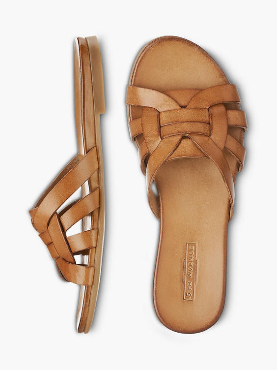 Tan Leather Mule Sandals