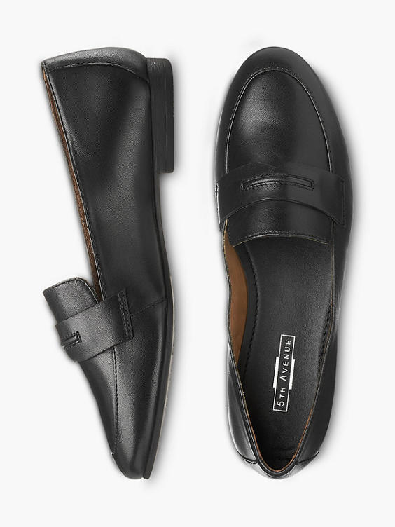 Black Smooth Leather Loafers