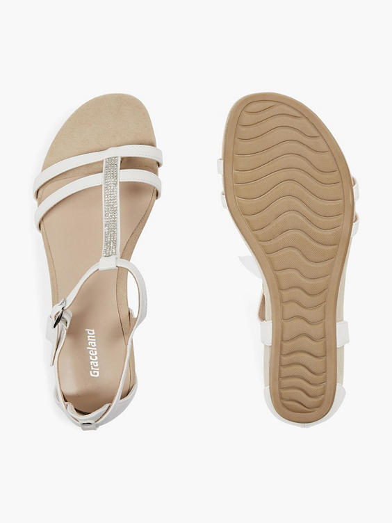 White Diamante Detail Sandals