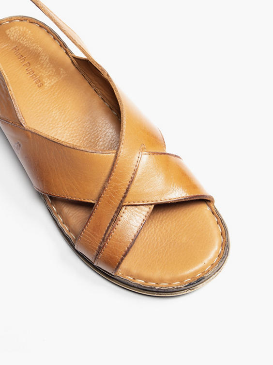 Tan Leather Cross Strap Sandals