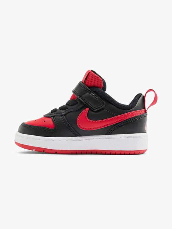 Toddler Boys Nike Court Borough 2 Black/ Red Touch Strap Trainers