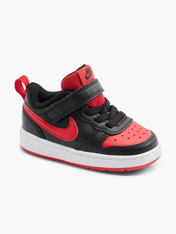 Toddler Boys Nike Court Borough 2 Black/ Red Touch Strap Trainers