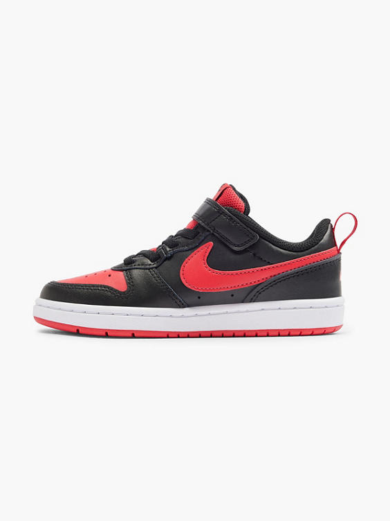 Junior Boys Nike Court Borough Black/ Red Touch Strap Trainers
