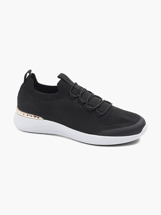 Ladies Black Knitted Chunky Soled Trainer