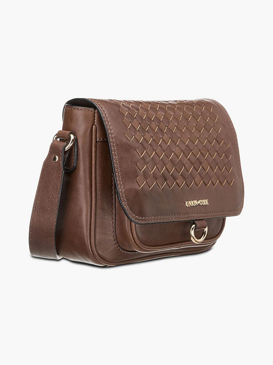 Brown Leather Woven Cross Body