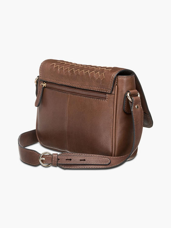 Brown Leather Woven Cross Body