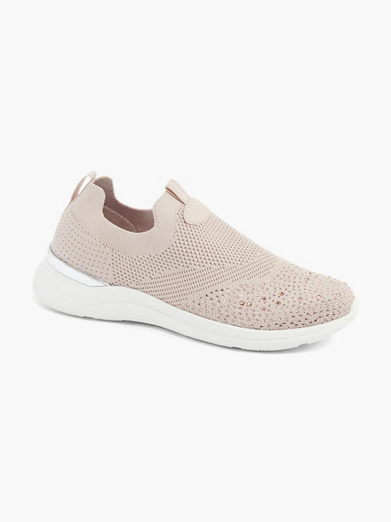 Ladies Knitted Embellished Slip On Trainers