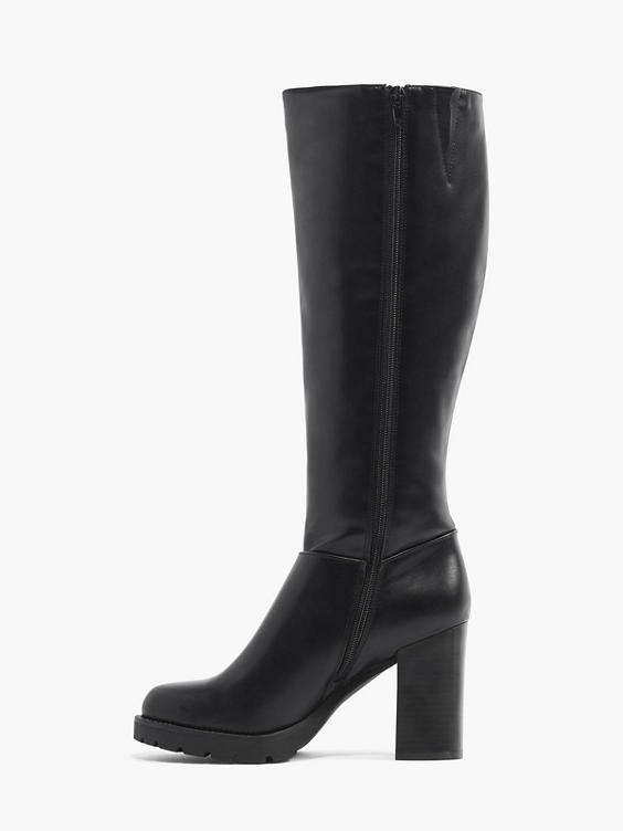 Black Heeled Long Leg Boots