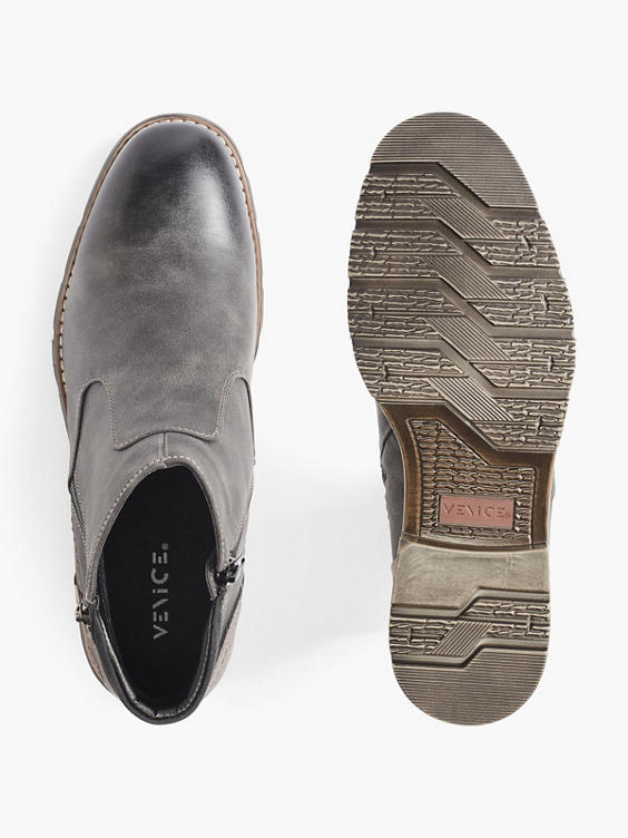 Mens Venice Formal Grey Slip-on Boots