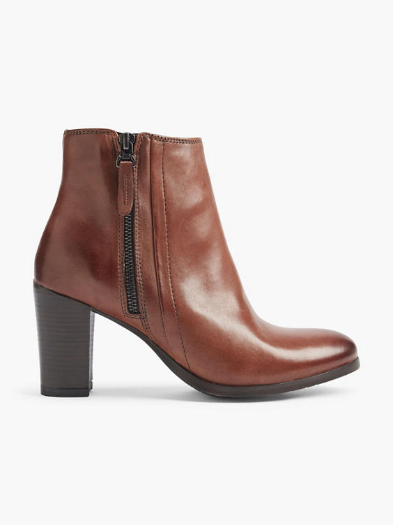 Tan Leather Heeled Ankle Boots