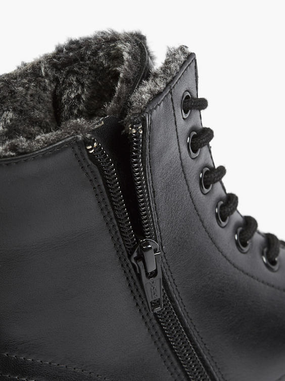 Leather fleece lined ankle boots